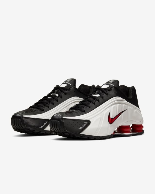 Nike Shox R4 Metallic Silver Black University Red — Sneakers