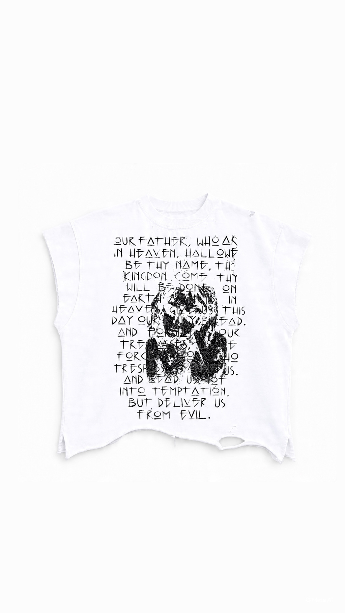 Austyn Our Father Muscle Crop Tee Bone White